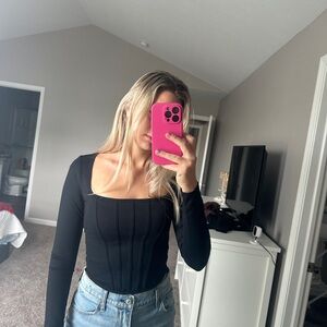 Abercrombie & Fitch Black Long Sleeve Bodysuit